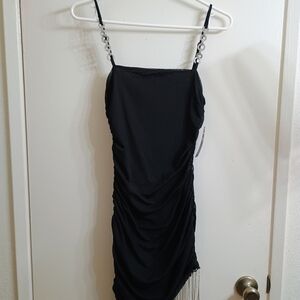 Justify Black Backless Dress with Chain Straps